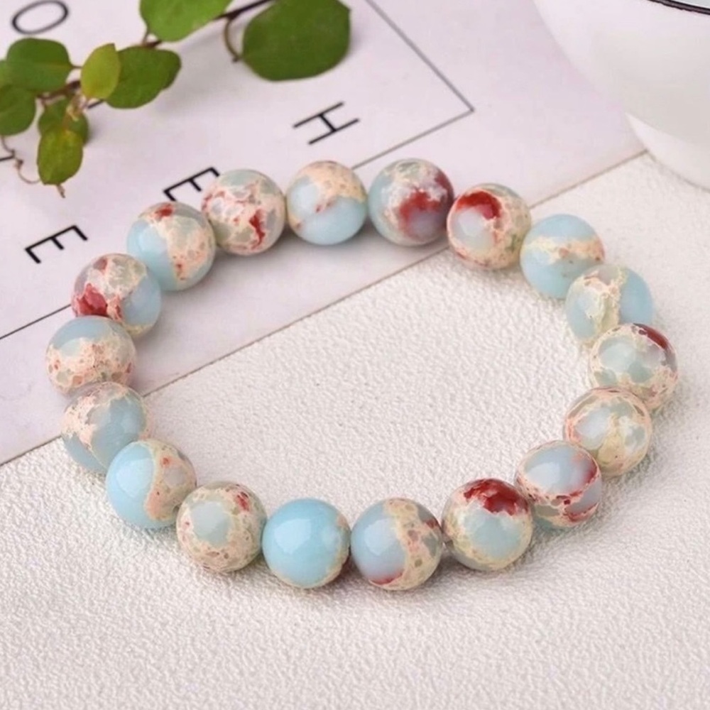 🆕New Blue Sea Sediment Jasper 8mm Healing Gemstone Bracelet